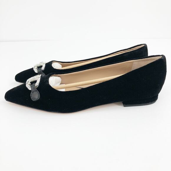 LAUREN RALPH LAUREN Lilah Velvet Ballet Flat Size 6 Black Pointed Toe Logo NWOB - Picture 7 of 11